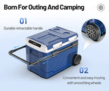 Portable Camping Dual Zone FreezeCompressor Refrigerator with Handle and Wheels for Home Car Trip