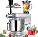 6-IN-1 Stand Mixer,  Electric Kitchen Mixer with Beater, Whisk, Dough Hook, Meat Grinder and Othe