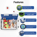 Portable Camping Dual Zone FreezeCompressor Refrigerator with Handle and Wheels for Home Car Trip