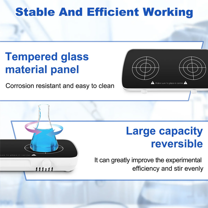 Mini Magnetic Stirrer with Stir Bar,2 Independent Working Panel Lab Mixer