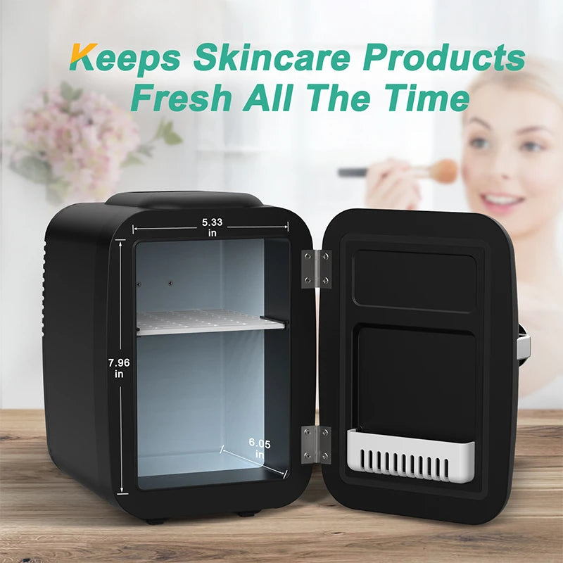 Crownful 4L Mini Fridge  Beauty Makeup Skincare Refrigerator  Heated Cooling Beauty Refrigerator Car Mini Fridge