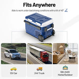 Portable Camping Dual Zone FreezeCompressor Refrigerator with Handle and Wheels for Home Car Trip