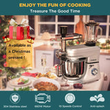 6-IN-1 Stand Mixer,  Electric Kitchen Mixer with Beater, Whisk, Dough Hook, Meat Grinder and Othe