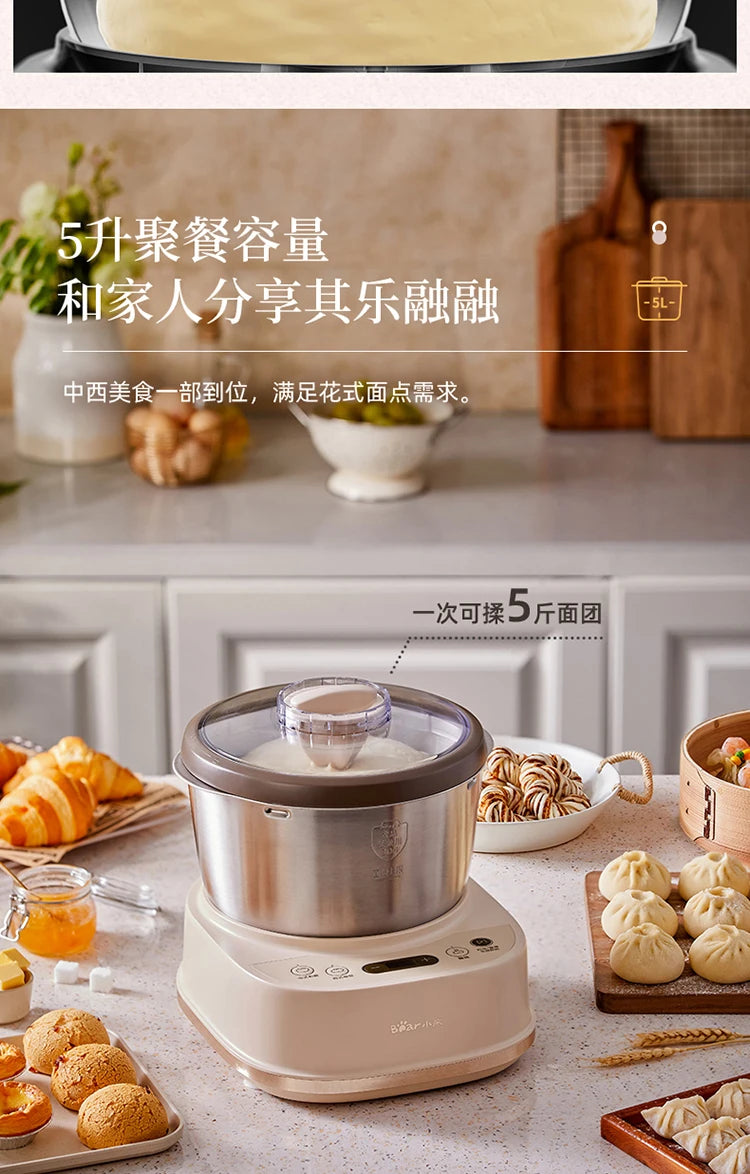 Electric Dough Mixer Household Timing Dough Kneading Machine Stand Mixer Microcomputer Control Flour Fermentation Mixer