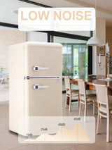 Compact Refrigerator, Mini Fridge with Freezer, Retro Design Small Drink Chiller for Home, Office