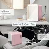 Mini Makeup Fridge Magnetic mirror door with LED light Pink Small car fridge Mini refrigerator