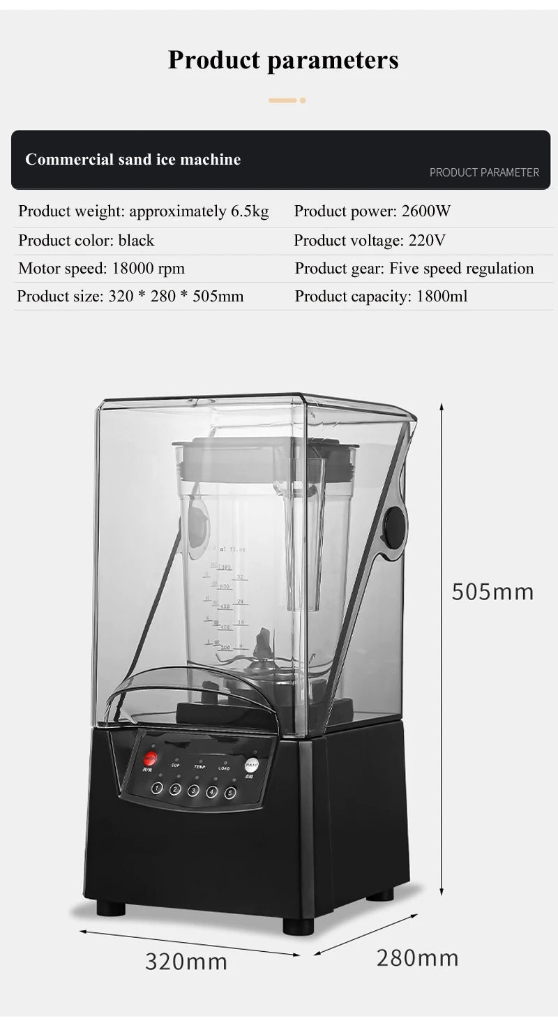 Sand Ice Machine Blender for Milkshakes 6 Blades Blender Food Processor Ice Smoothies Maker Mixer Chopper Grinder