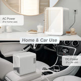 Mini Makeup Fridge Magnetic mirror door with LED light Pink Small car fridge Mini refrigerator