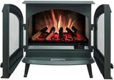 Freestanding Electric Fireplace Stove Heater in Hunter Green with Multi-Color Ember Bed