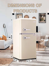 Compact Refrigerator, Mini Fridge with Freezer, Retro Design Small Drink Chiller for Home, Office